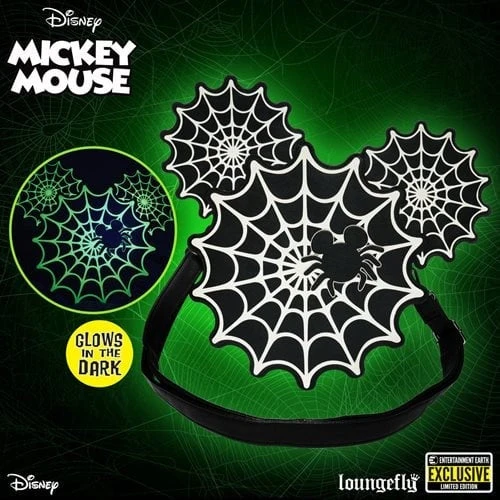 Loungefly Disney Mickey Mouse Spiderweb Mickey Glow-in-the-Dark Crossbody Purse - Entertainment Earth Exclusive 3 Loungefly Disney Mickey Mouse Spiderweb Mickey Glow-in-the-Dark Crossbody Purse - Entertainment Earth Exclusive
