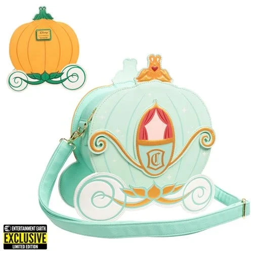 LOUNGEFLY Cinderella Reversible Pumpkin Carriage Crossbody Purse - Entertainment Earth Exclusive