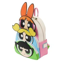 Loungefly Cartoon Network Power Puff Girls Triple Pocket Backpack -Loungefly PPGBK0001 LFCNPOWERPUFFGIRLSTRIPLEPOCKETBACKPACK0292QUARTER