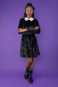 Loungefly Stitch Shoppe Disney Villains Velvet Embossed Print "Kiana" Dress