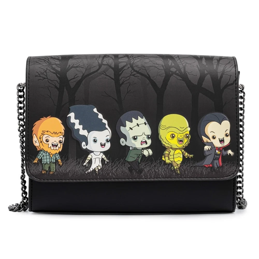 Loungefly Universal Monsters Chibi Line Chain Strap Crossbody 3 Loungefly Universal Monsters Chibi Line Chain Strap Crossbody