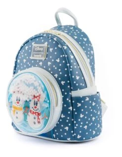 Loungefly Disney Snowman Mickey Minnie Snow Globe Mini Backpack -Loungefly WDBK1850 MickeyMinnieSnowmanBlobeMiniBackpack Side HiRes