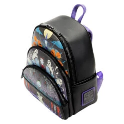 Loungefly Disney Nightmare Before Christmas Triple Pocket Glow Triple Pocket Mini Backpack -Loungefly WDBK2561 LFDISNEYNBCTRIPLEPOCKET 2