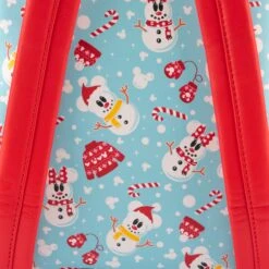 Loungefly Disney Mickey Minnie Snowman AOP Mini Backpack Headband Set -Loungefly WDBKS0012 MickeyMinnieSnowmanAOPMiniBackPack AllOverPrint