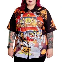 Loungefly Disney Mickey & Friends Haunted House Camp Shirt -Loungefly WDLFSH0051 LFDISNEYMICKEYFRIENDSHAUNTEDHOUSECAMPSHIRT 010