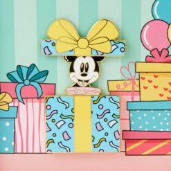 Loungefly Disney Mickey Birthday Present Surprise 3 Inch Collector Box Pin -Loungefly WDPN3108 LFDISNEYMICKEYBIRTHDAYPRESENTSURPRISE3INCOLLECTORBOXPIN1964PINFRONT