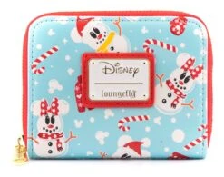 Loungefly Disney Mickey Minnie Snowman AOP Ziparound Wallet -Loungefly WDWA1785 MickeyMinnieSnowmanZipAroundWallet Front HiRes