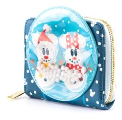 Loungefly Disney Snowman Mickey Minnie Snow Globe Ziparound Wallet -Loungefly WDWA1786 MickeyMinnieSnowmanSnowGlobeZipAroundWallet Side HiRes